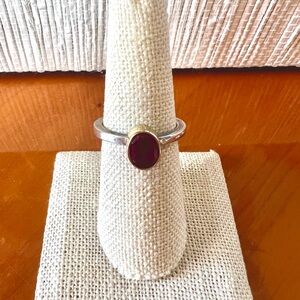 Pink Topaz set in 14 KT Gold on Sterling Silver Band